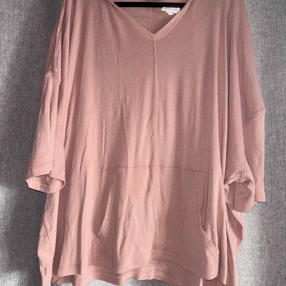 Casual V-Neck Tunic Top - Mauve